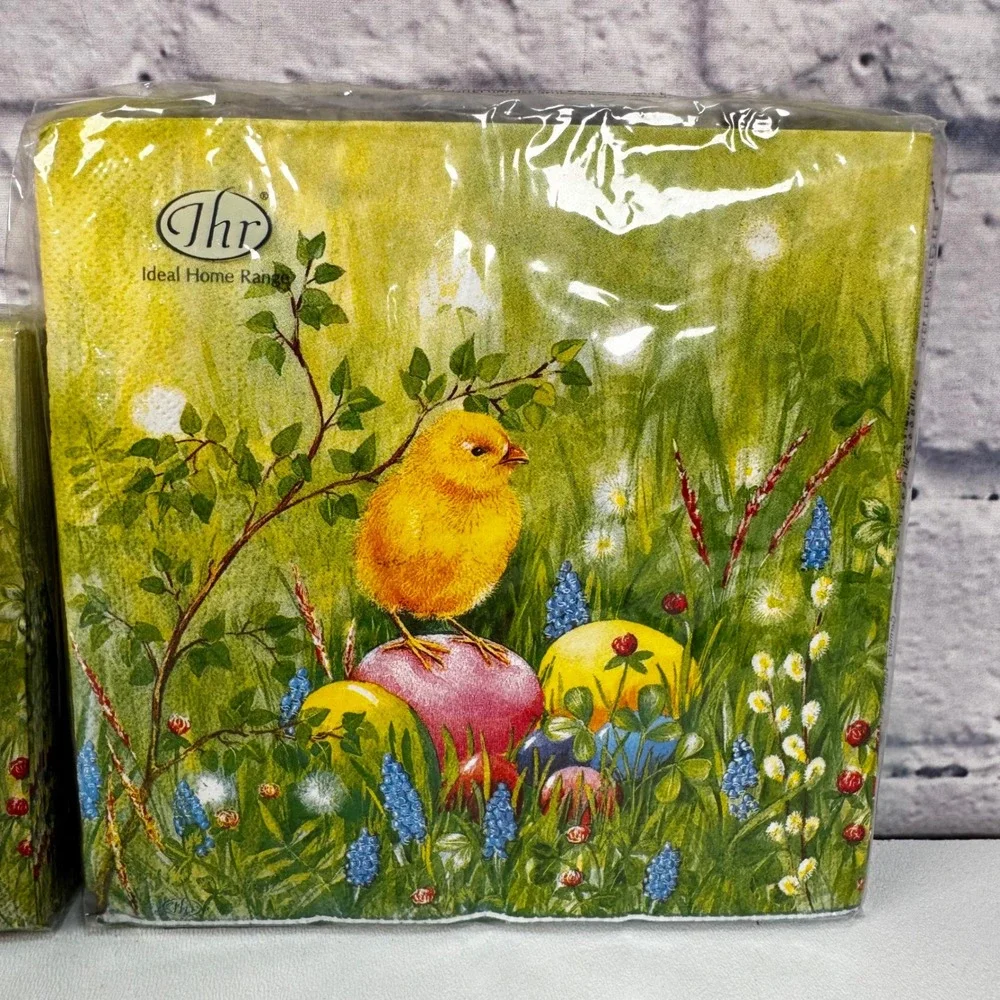 IHR Bunny Friends Green Easter Napkins 20Ct Cocktail 20Ct Lunch Rabbit Chic Eggs